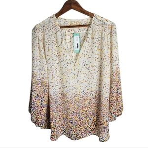NWT Stitch Fix Fun 2 Fun Kinny Split Neck Confetti Blouse, 1XL